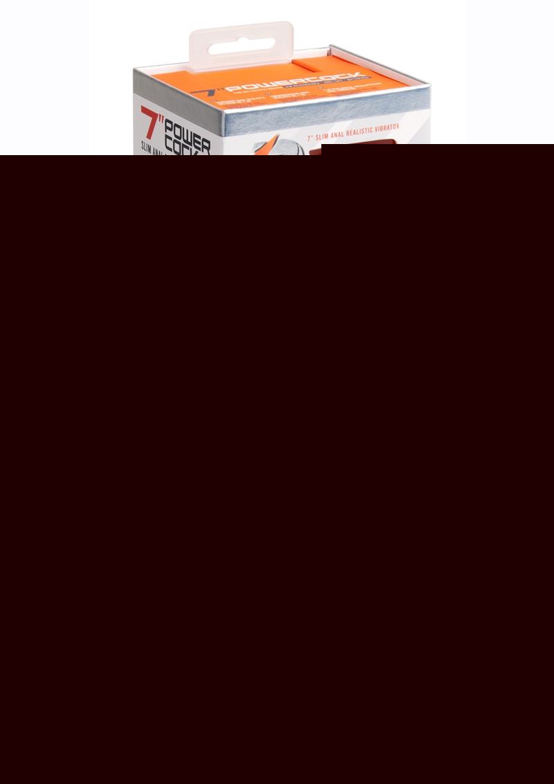 Powercocks Silicone Rechargeable Slim Anal Realistic Vibrator - Caramel - 7in