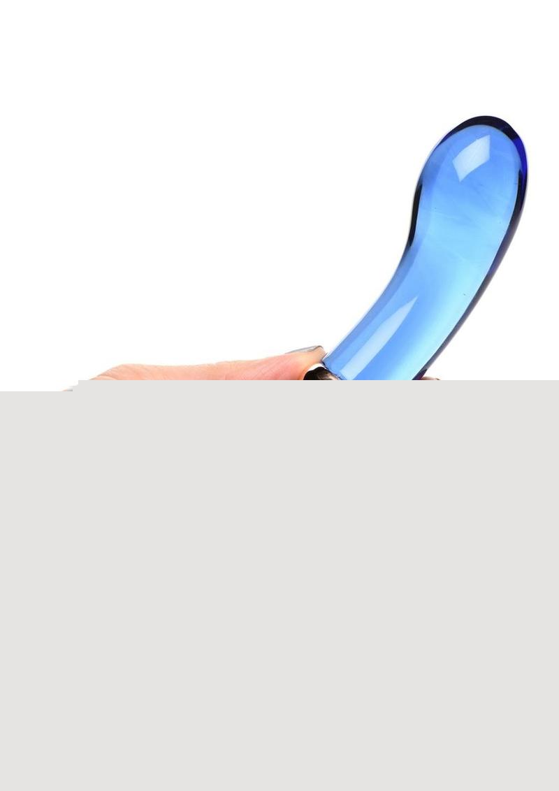 Prisms Vibra-Glass 10x Bleu Dual End G-Spot Rechargeable Silicone/Glass Vibrating Dildo