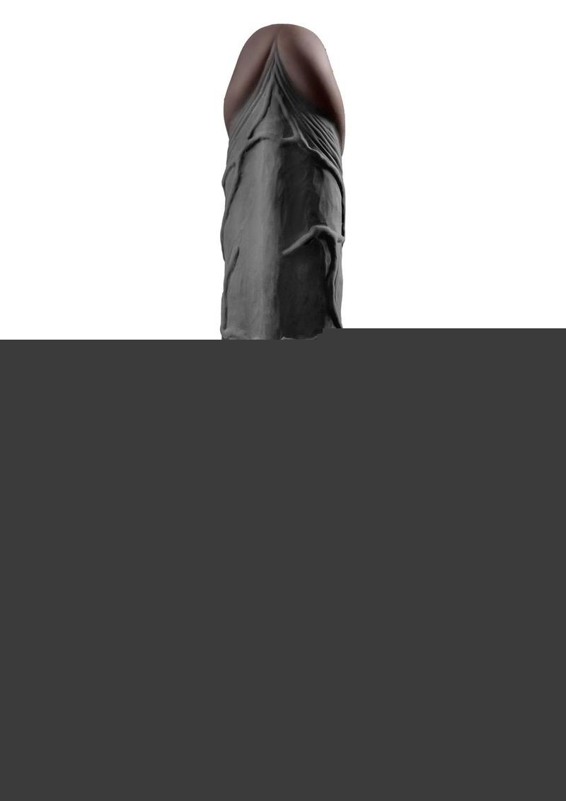 Real Feel Deluxe No. 12 Wallbanger Vibrating Dildo with Balls Waterproof - Black - 12in