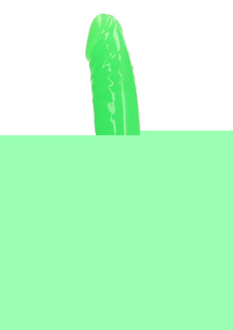Realrock Slim Glow In The Dark Dildo with Suction Cup - Glow In The Dark/Green - 10in