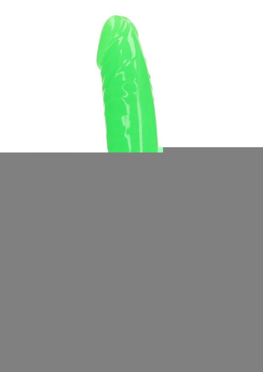 Realrock Slim Glow In The Dark Dildo with Suction Cup - Glow In The Dark/Green - 10in
