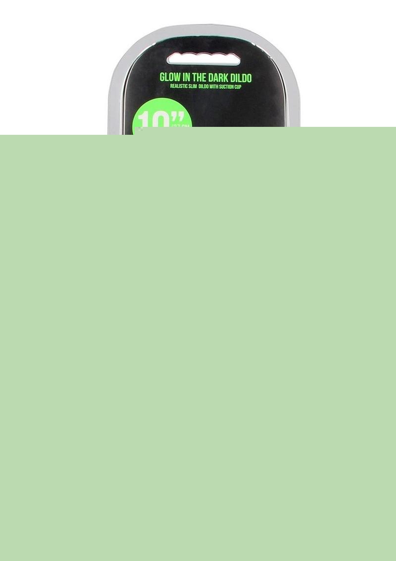 Realrock Slim Glow In The Dark Dildo with Suction Cup - Glow In The Dark/Green - 10in