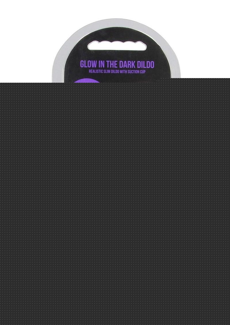 Realrock Slim Glow In The Dark Dildo with Suction Cup - Glow In The Dark/Purple - 7in