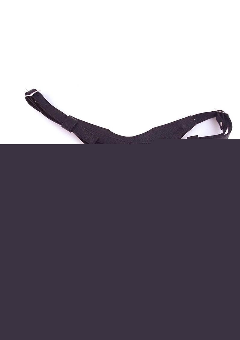 Rouge Female Dildo Leather Harness - Black