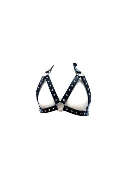 Rouge Leather Adjustable Female Chest Harness - Black