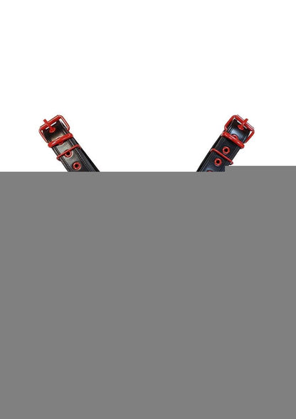 Rouge Leather Over The Head Harness Black with Red Accessories - Black/Red - Medium