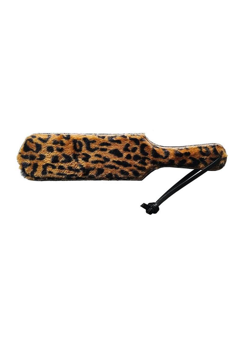Rouge Leather Paddle with Faux Fur - Animal Print/Black/Leopard Print