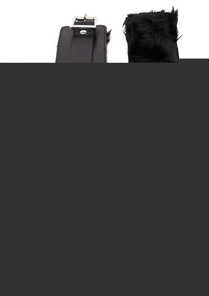 Rouge Leather Wrist Cuffs with Faux Fur Lining - Black