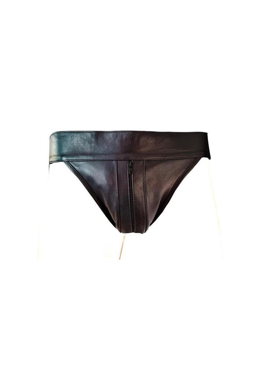 Rouge Leather Zip Jocks - Black - Small