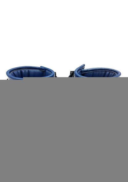 Rouge Padded Leather Wrist Cuffs - Black/Blue