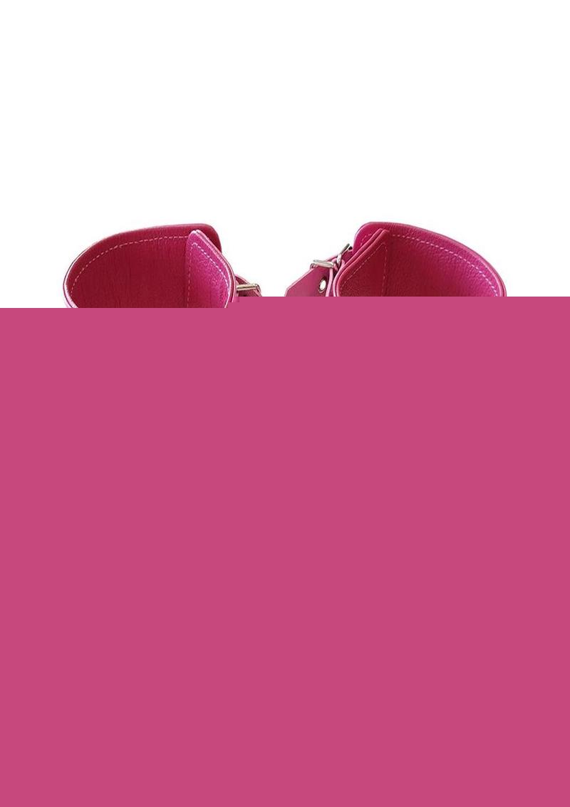 Rouge Plain Leather Adjustable Wrist Cuffs - Pink