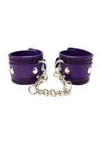 Rouge Plain Leather Adjustable Wrist Cuffs - Purple