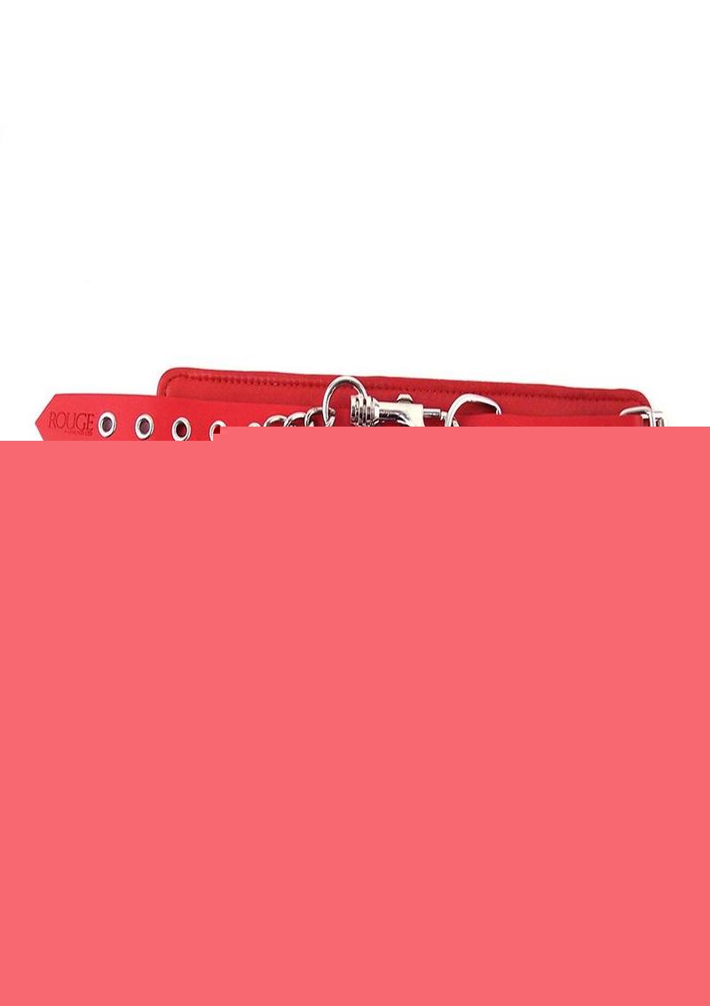 Rouge Plain Leather Adjustable Wrist Cuffs - Red