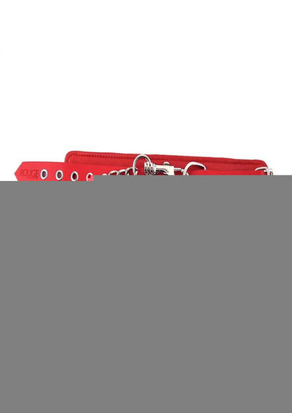 Rouge Plain Leather Adjustable Wrist Cuffs - Red
