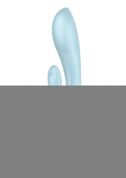 Satisfyer Triple Oh Rechargeable Silicone Dual Stimulating Vibrator - Blue/Light Blue