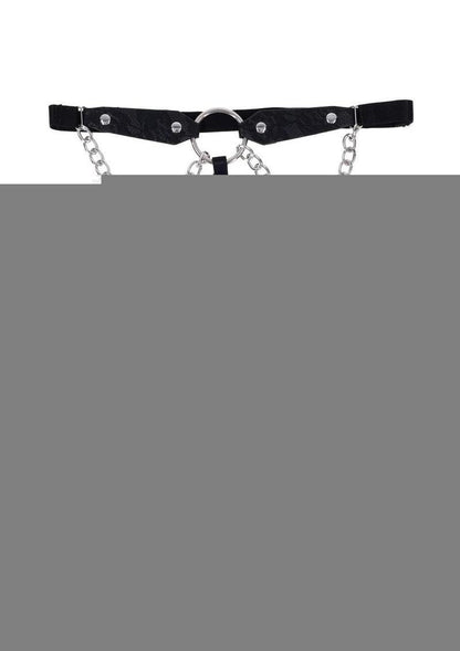 Sex and Mischief Chain Lace Garters - Black/Silver