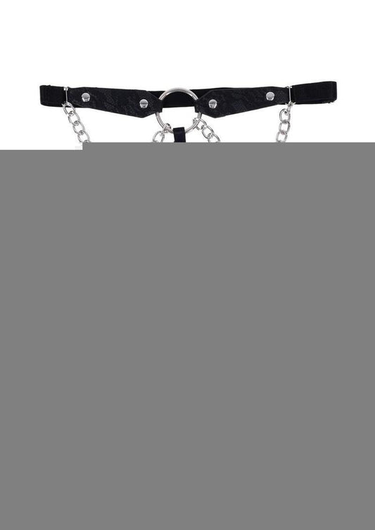 Sex and Mischief Chain Lace Garters - Black/Silver