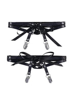 Sex and Mischief Laced Up Garters - Black