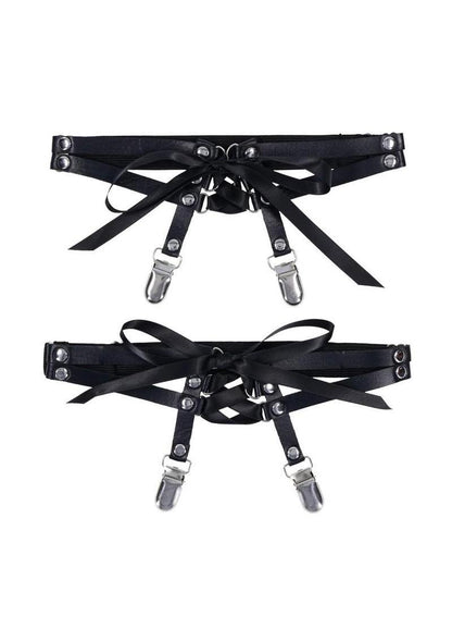 Sex and Mischief Laced Up Garters - Black
