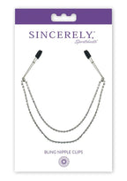 Sincerely Bling Nipple Clips - Black/Metal/Silver - 20in