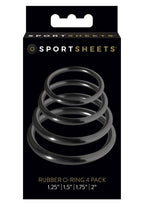 Sportsheets Rubber O Ring Cock Ring - Black - 4 Pack