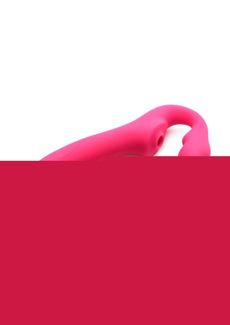 Strap U Licking Vibrating Rechargeable Silicone Strapless Strap-On with Remote Control - Pink