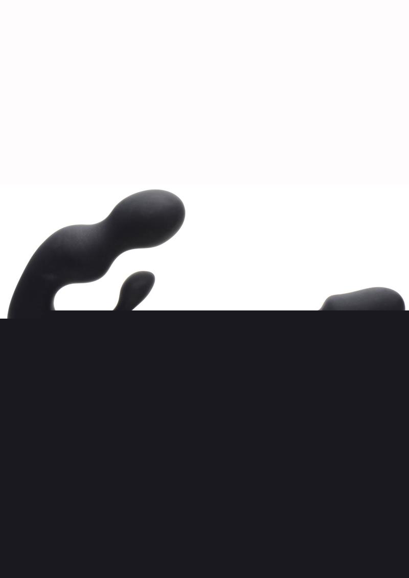 Strap U Tri-Volver Rechargeable Silicone Strapless Strap-On - Black