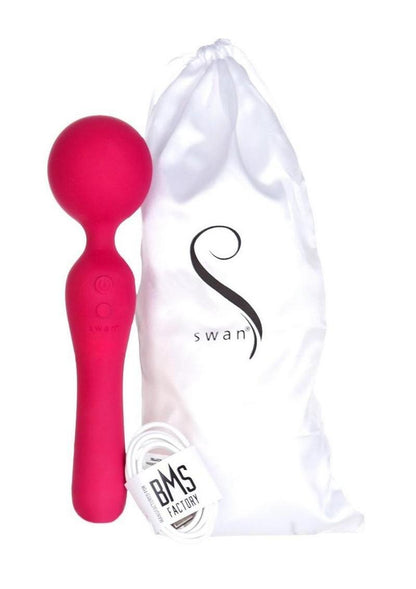 Swan The Swan Sceptre Rechargeable Silicone Dual End Wand Massager - Magenta/Red