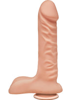 The D Super D Ultraskyn Dildo with Balls - Flesh/Vanilla - 8in