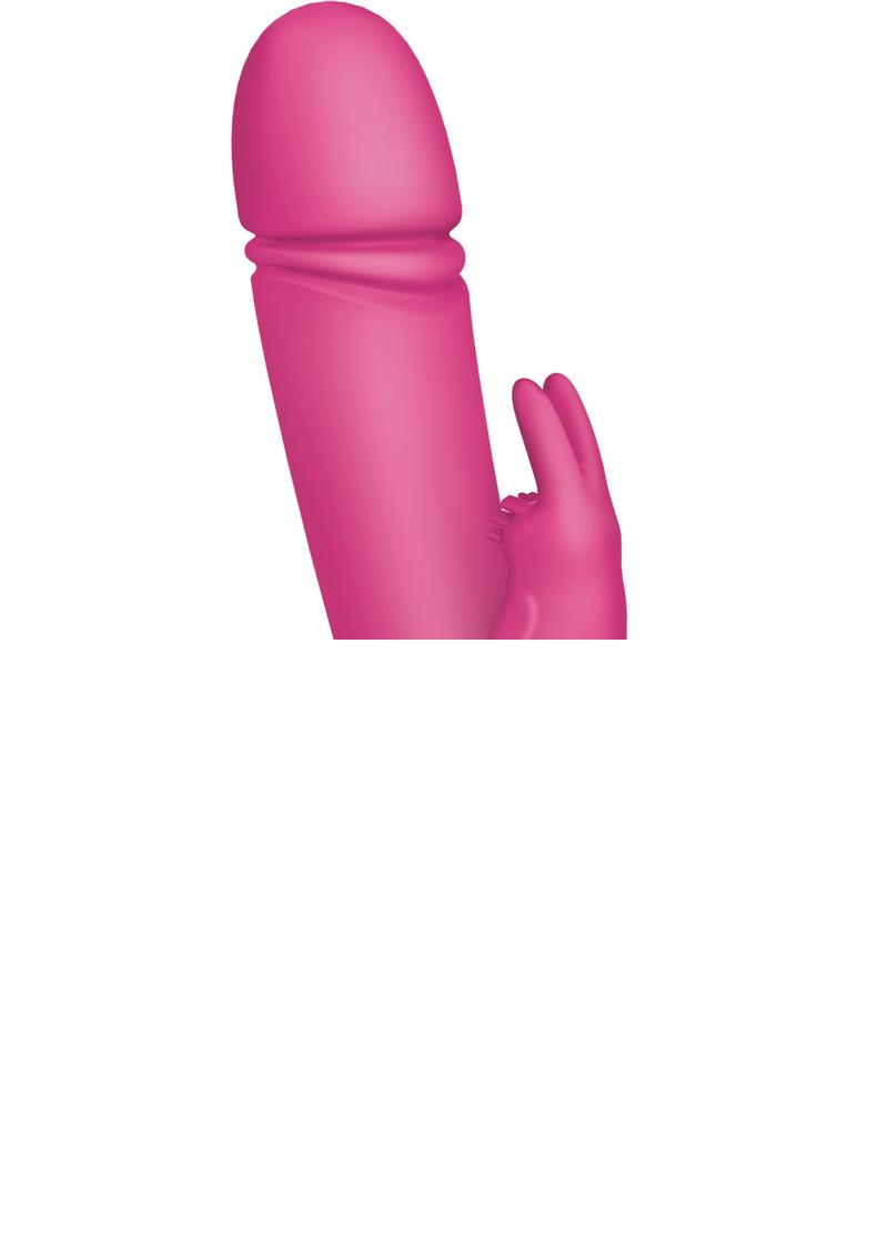 The Thrusting Rabbit Rechargeable Silicone Vibrator with Clitoral Stimulation - Pink