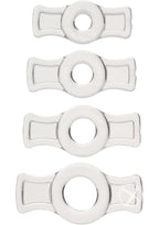 Titanmen Stretch-To-Fit Cock Rings - Clear - 4 Piece Kit