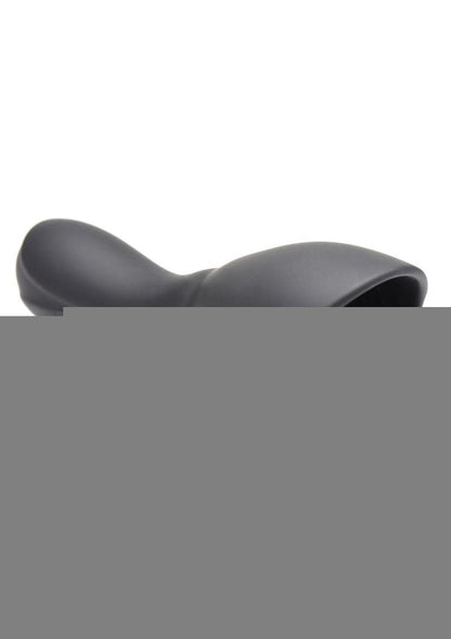 Trinity Men 10x Vibrating Rechargeable Silicone Penis Head Teaser with Urethral Sounds - Black
