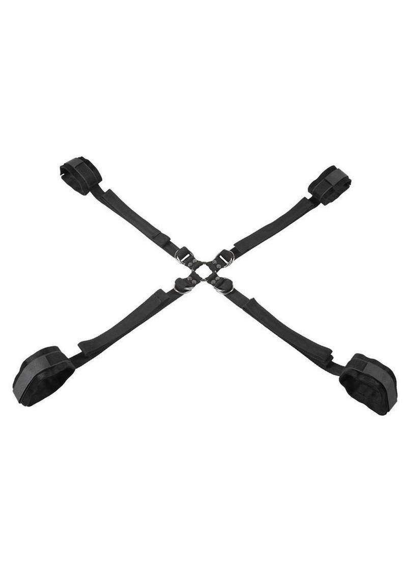 Velvet Noir Adjustable Hog Tie and Cuff - Black - Set