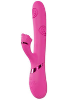 Vive Fiore Silicone Rechargeable Triple Motor G-Spot Air Wave Vibrating and Tapping Flared Clit Stimulator - Pink