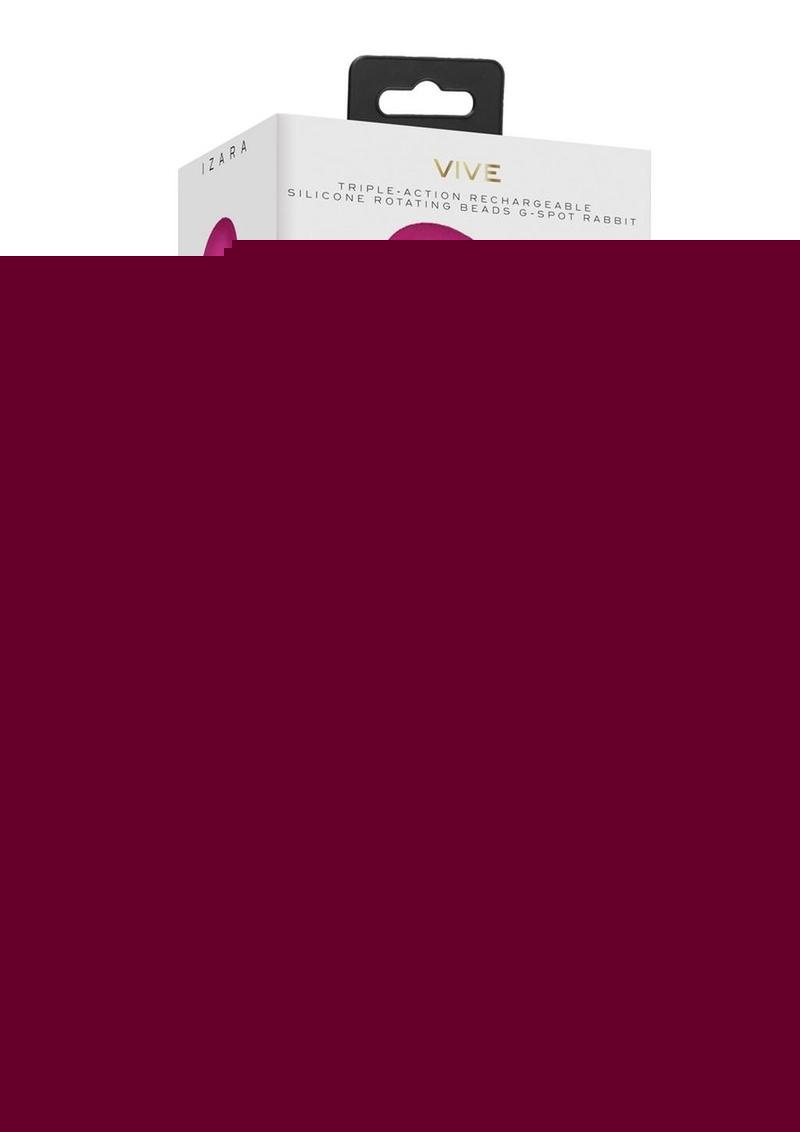 Vive Izara Triple Action Rechargeable Silicone Rotating Beaded G-Spot Rabbit Vibrator - Pink