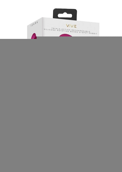 Vive Izara Triple Action Rechargeable Silicone Rotating Beaded G-Spot Rabbit Vibrator - Pink