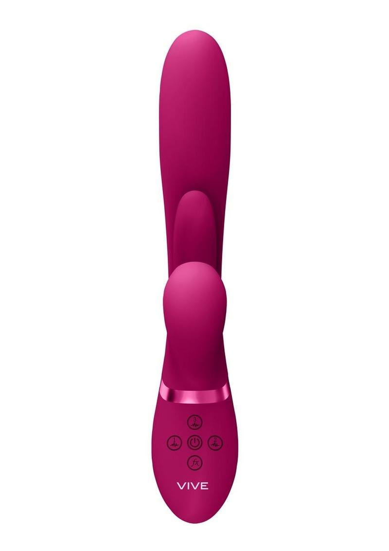 Vive Kura Rechargeable Silicone Triple Motor Thrusting G-Spot with Flapper and Air Wave Clit Stimulation Vibrator