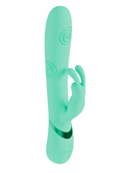 Vive Mimi 10 Function Silicone Rechargeable Triple Motor G-Spot Vibrating and Tapping Rabbit - Green