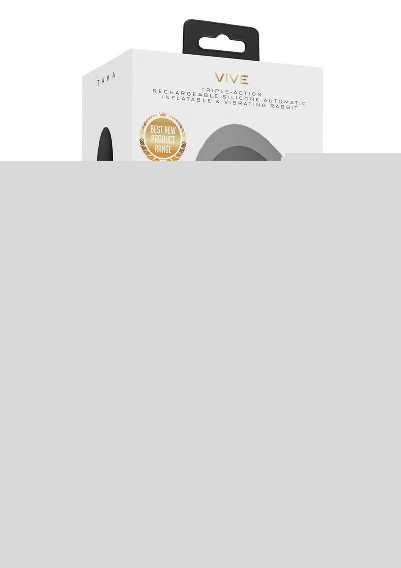 Vive Taka Rechargeable Silicone Inflatable and Vibrating Rabbit Vibrator - Black