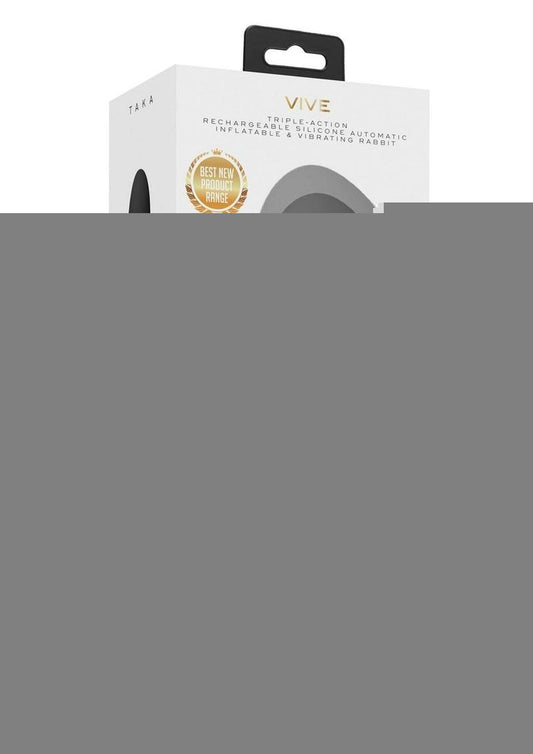 Vive Taka Rechargeable Silicone Inflatable and Vibrating Rabbit Vibrator - Black