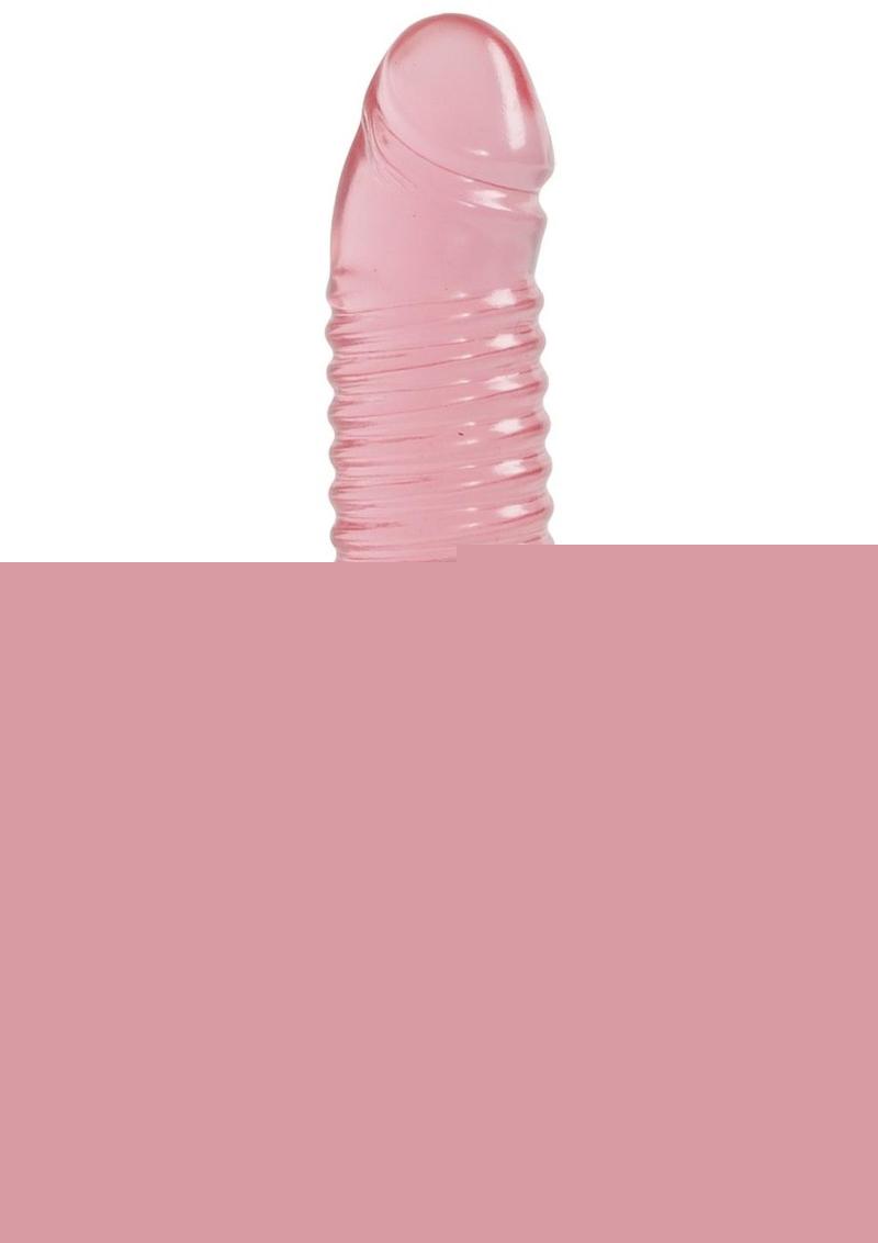 Vivid Sunrise Ribbed Jellie Dildo - Pink/Red - 7in