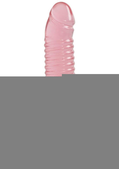 Vivid Sunrise Ribbed Jellie Dildo - Pink/Red - 7in