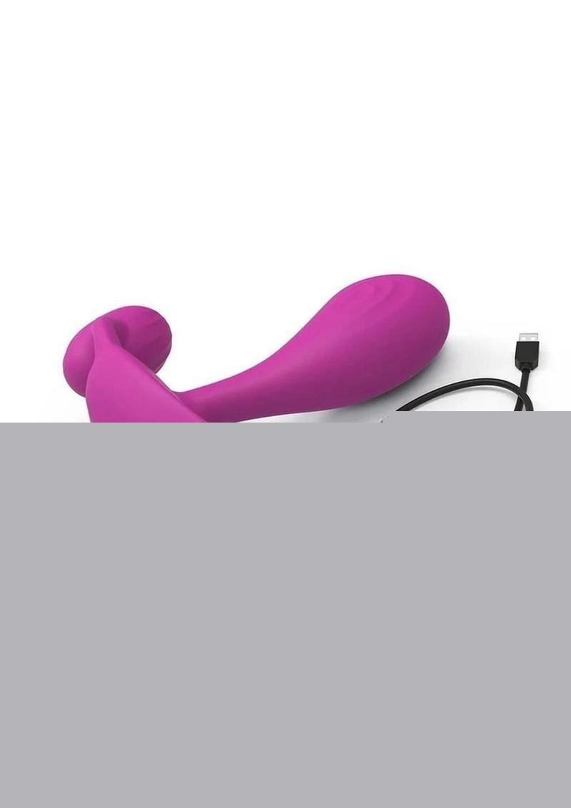 Witty Rechargeable Silicone Vibrator with Clitoral Stimulator - Sweet Orchid