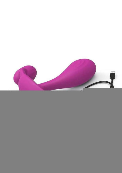 Witty Rechargeable Silicone Vibrator with Clitoral Stimulator - Sweet Orchid