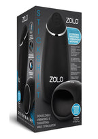ZOLO Stickshift Squeezable Vibrating and Thrusting Rechargeable Male Stimulator - Black/Silver